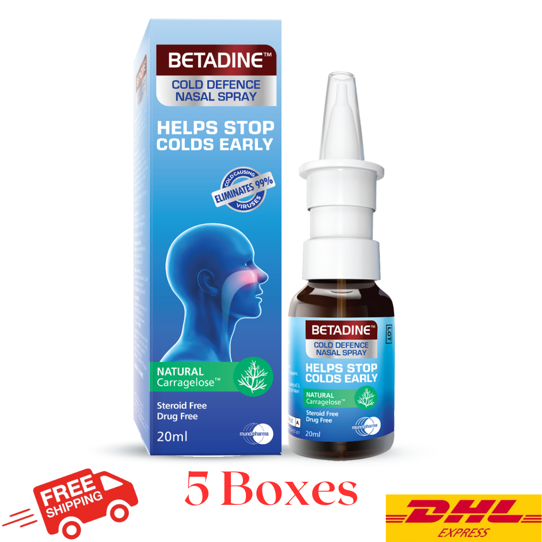 Betadine Cold Defence Nasal Spray Adult 20ml (5 Boxes) - Express Shipping