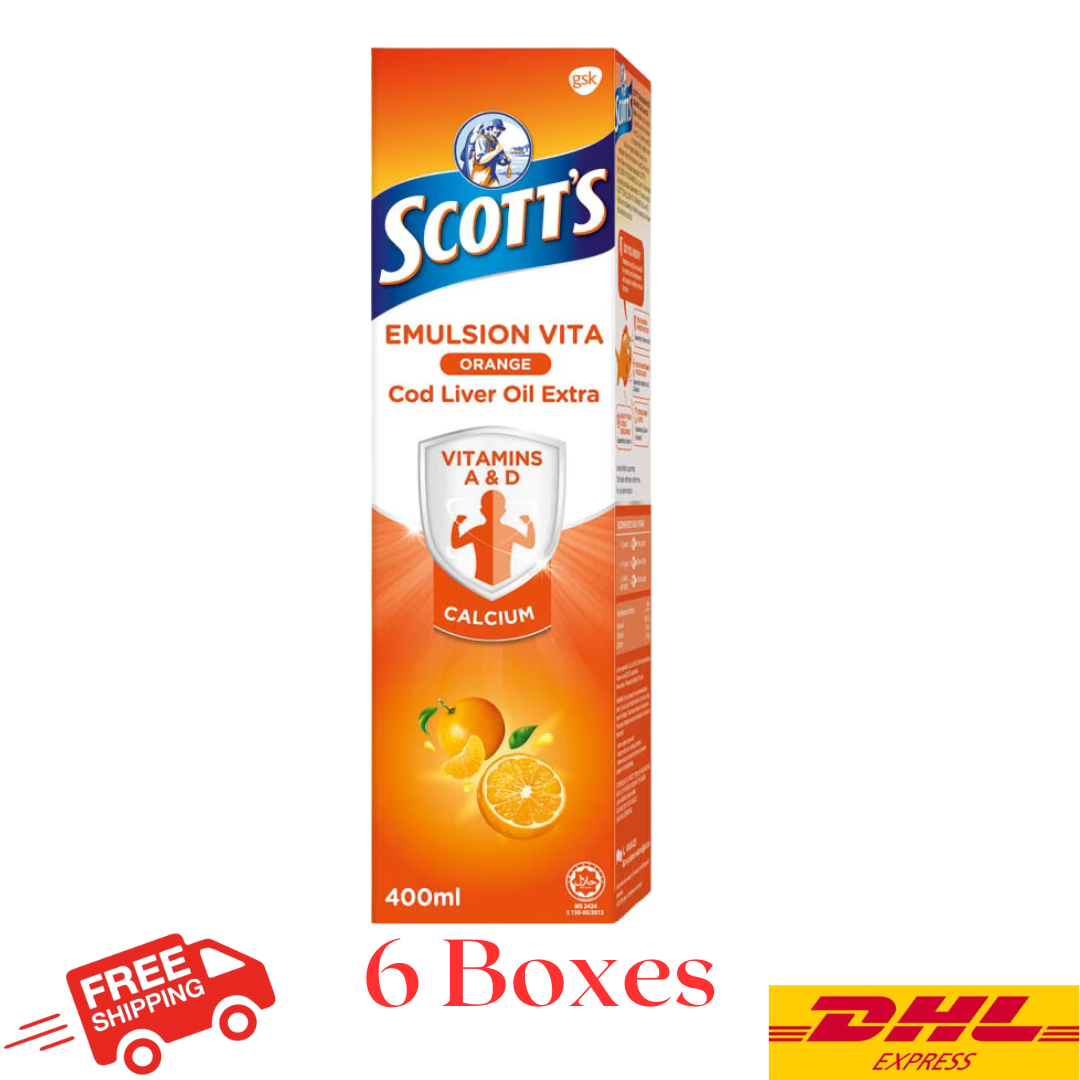 Scotts Emulsion Vita Cod Liver Oil Orange Flavour 400ml (6 Boxes)
