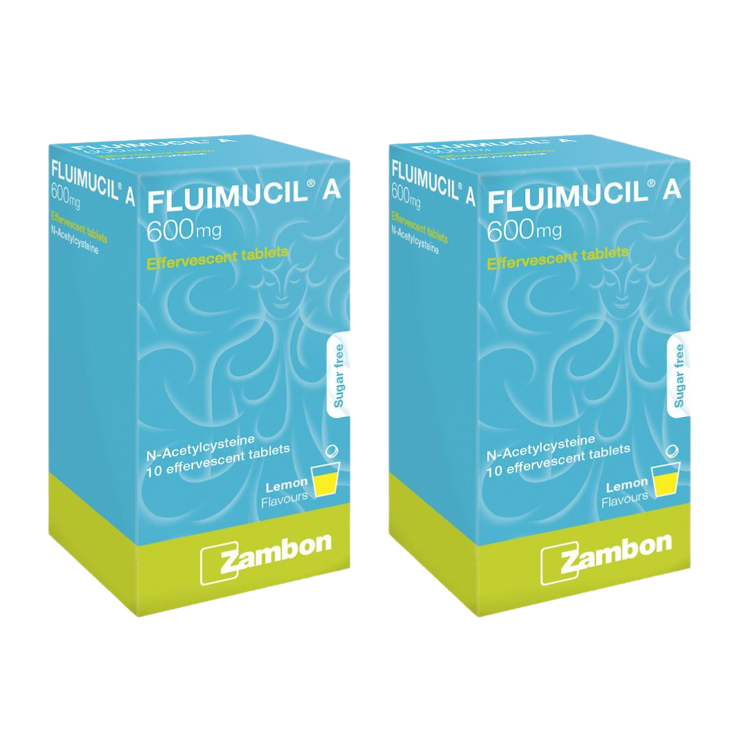 Fluimucil A 600mg Effervescent Tablets 10s Clear Phlegm (2 Boxes) - Express Shipping