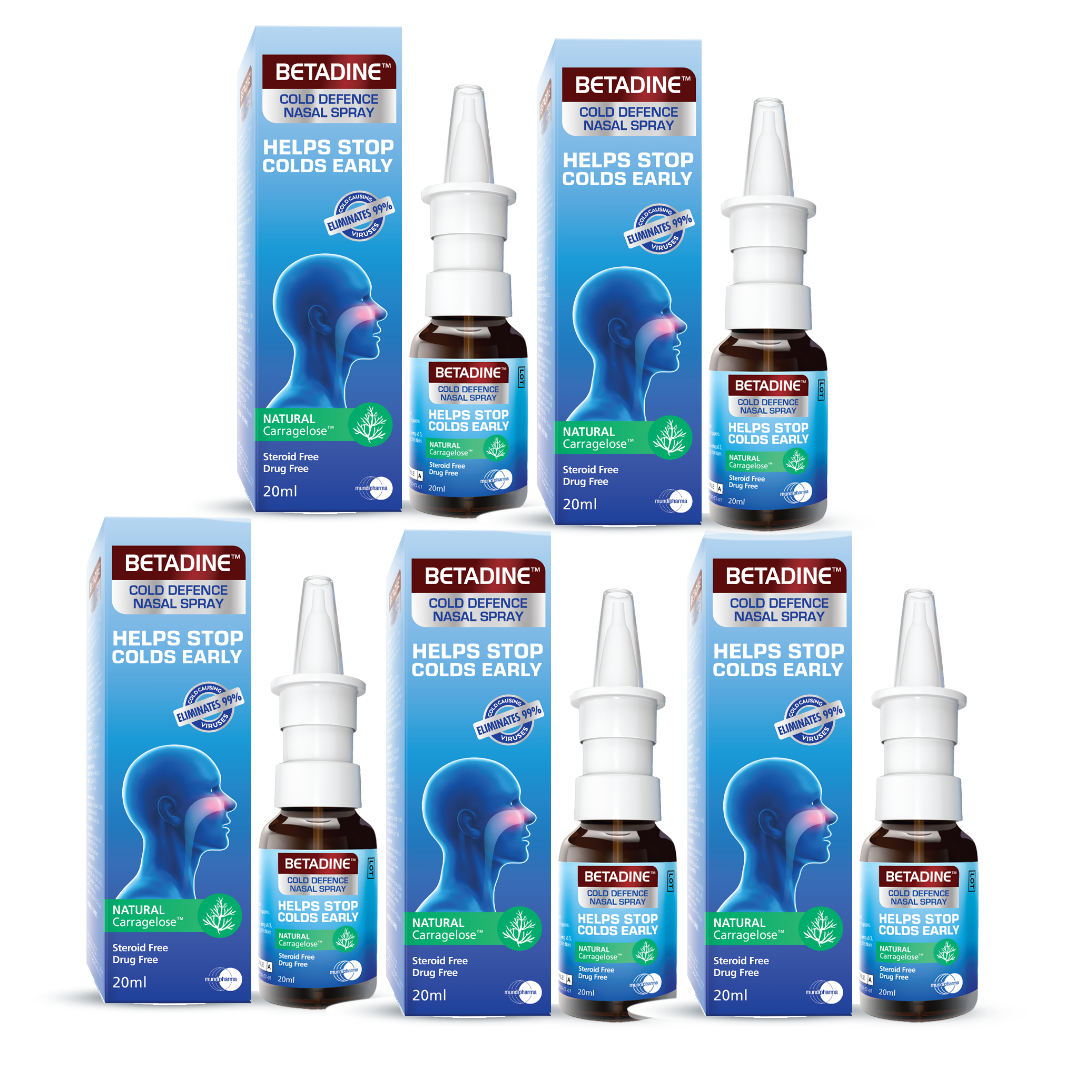 Betadine Cold Defence Nasal Spray Adult 20ml (5 Boxes) - Express Shipping