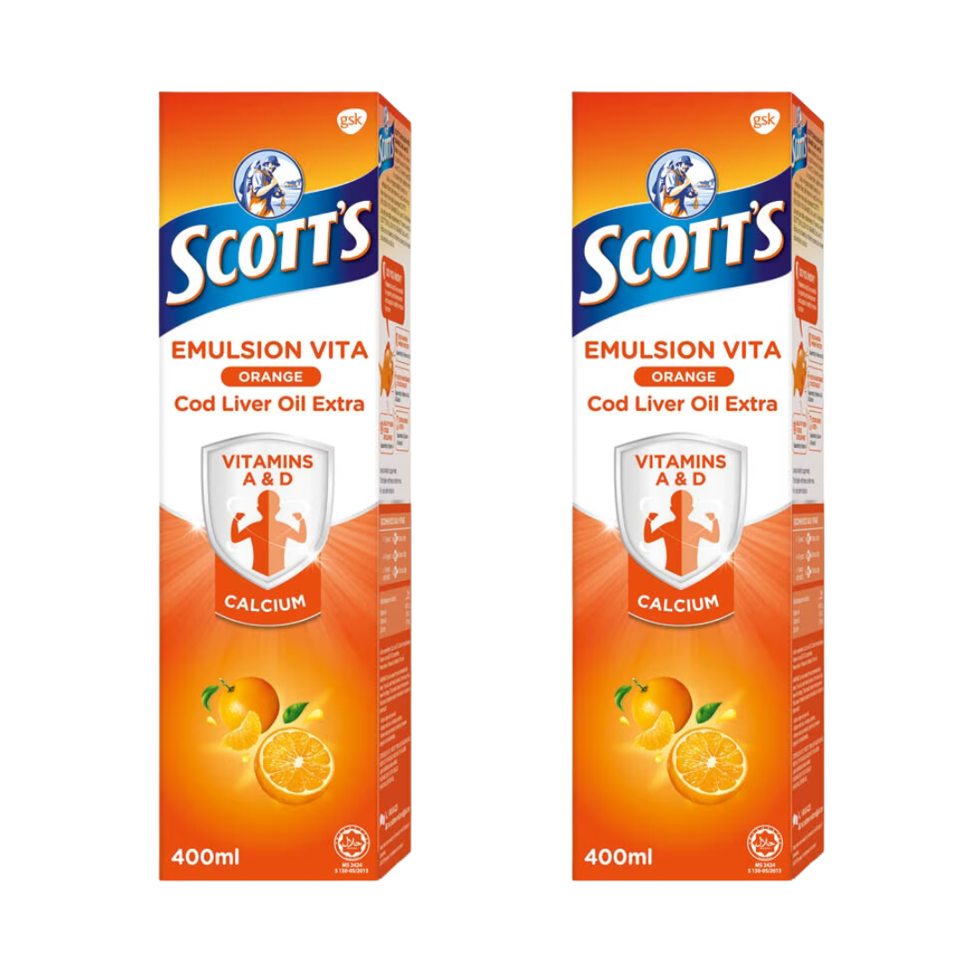 Scotts Emulsion Vita Cod Liver Oil Orange Flavour 400ml (2 Boxes)