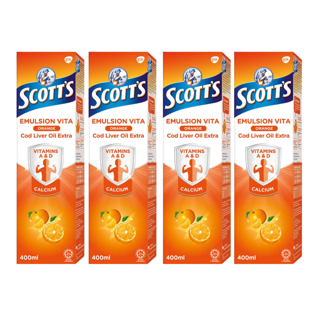 Scotts Emulsion Vita Cod Liver Oil Orange Flavour 400ml (4 Boxes)