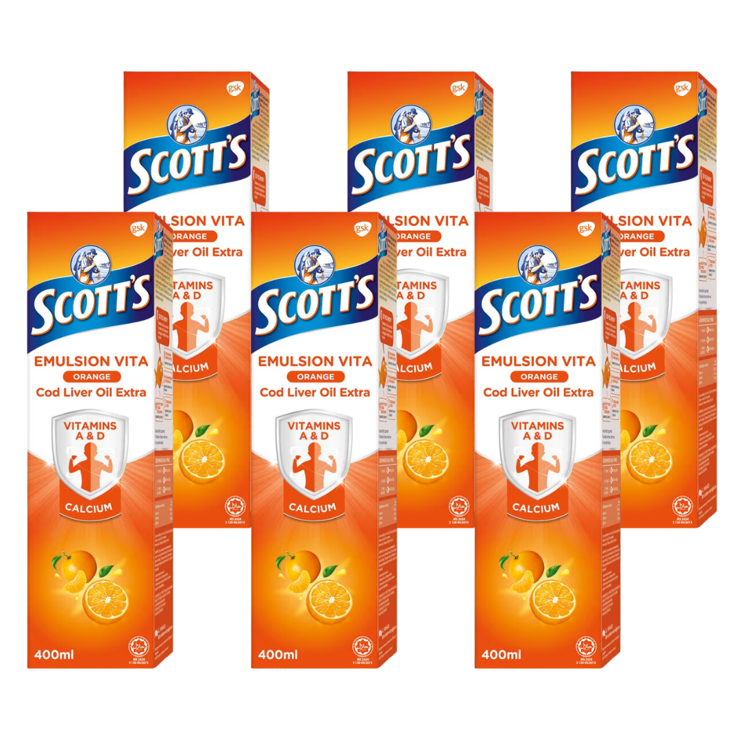 Scotts Emulsion Vita Cod Liver Oil Orange Flavour 400ml (6 Boxes)