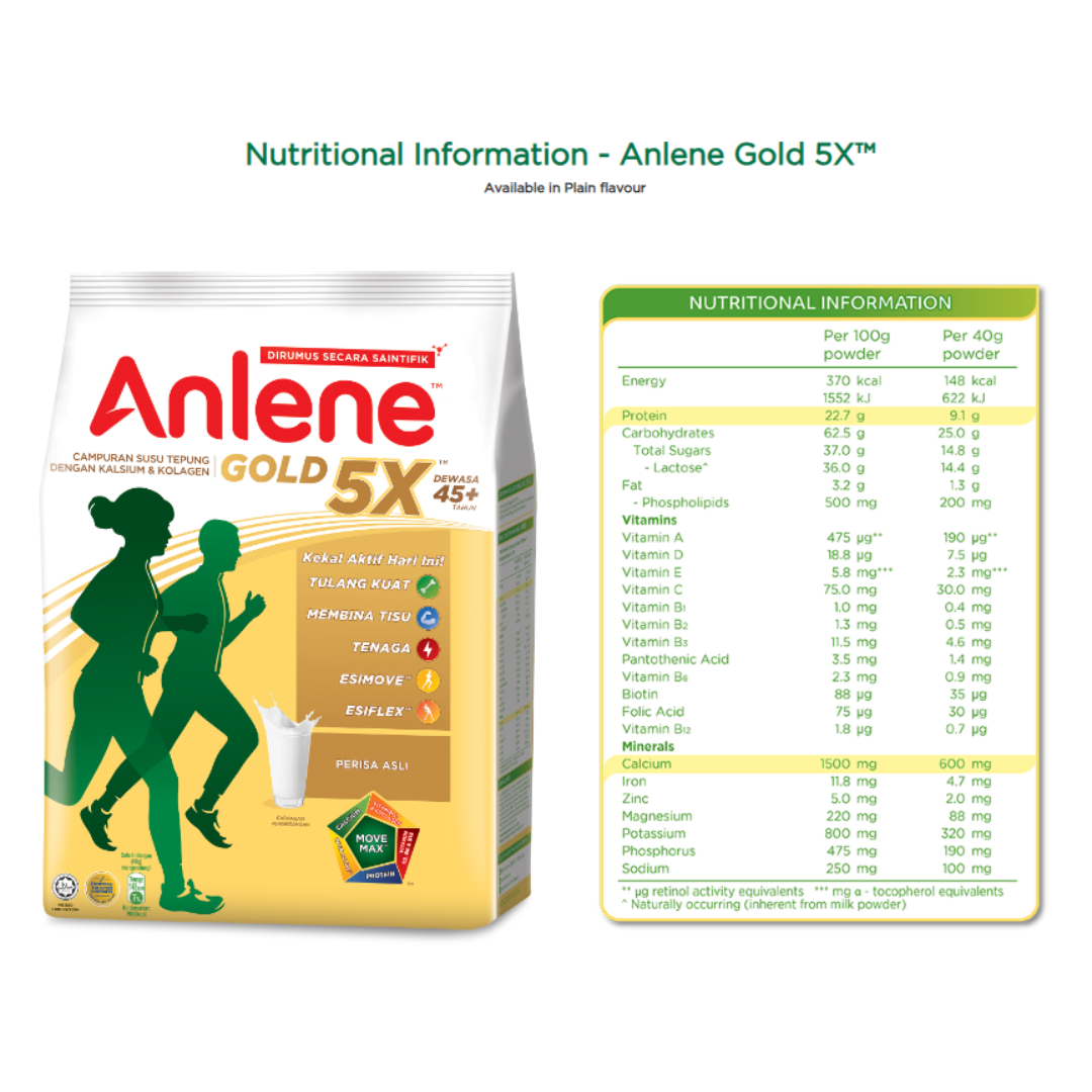 Anlene Gold 5X Milk Powder 1kg (2 Packs)