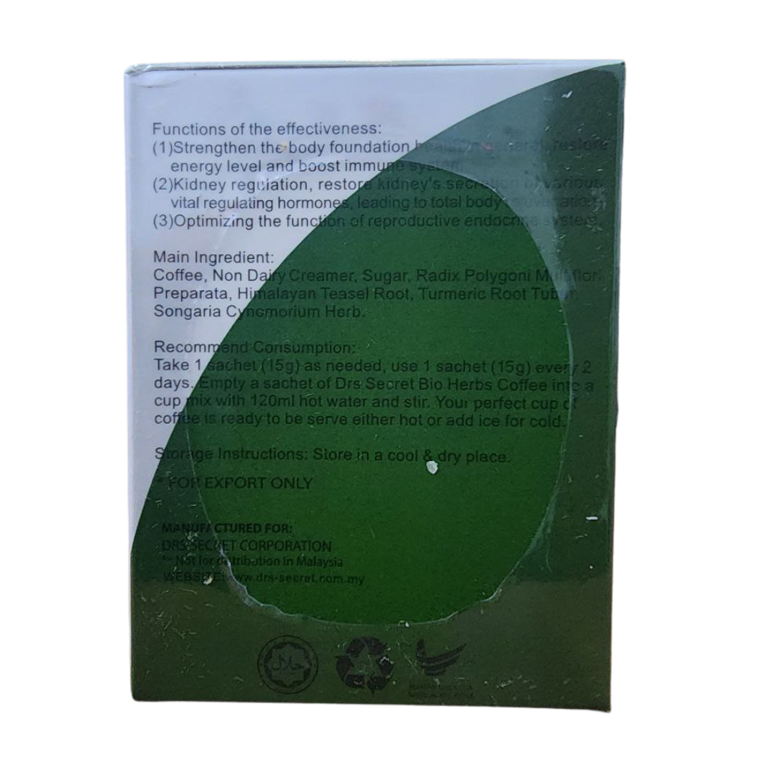 Drs Secret Bio Herbs Instant Coffee For Men Forever Young (4 Box)