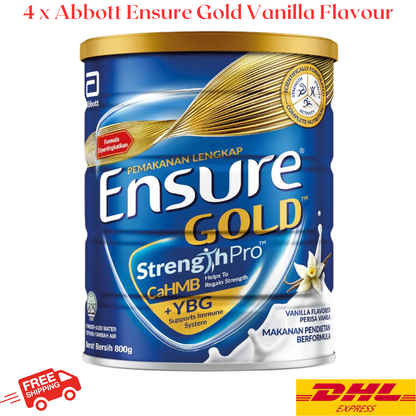 Abbott Ensure Gold Vanilla 800g (4 Cans) - New Packaging