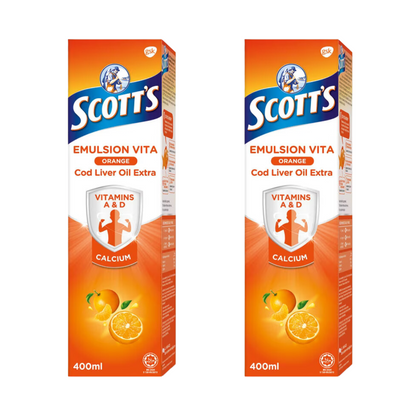 Scotts Emulsion Vita Cod Liver Oil Orange Flavour 400ml (2 Boxes)